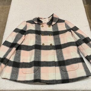 Janie and Jack Plaid Pea Coat with Gold Buttons